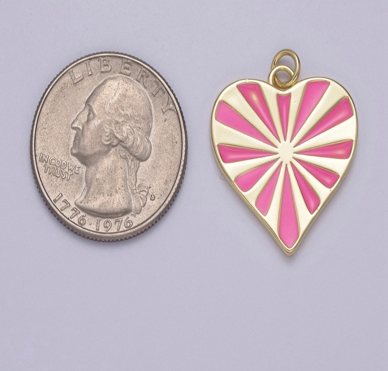 Pink Enamel Heart Charm