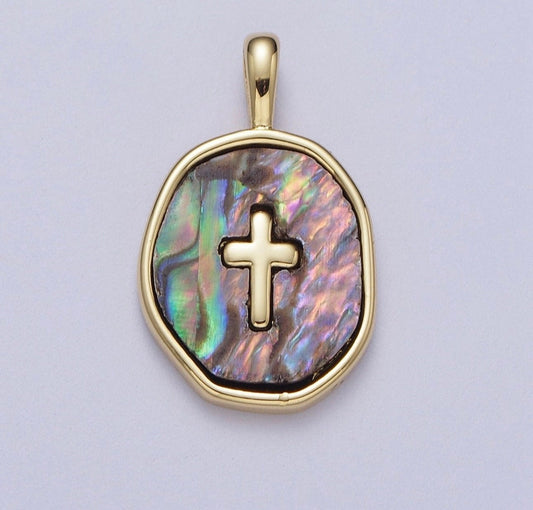 Abalone Shell Cross Charm