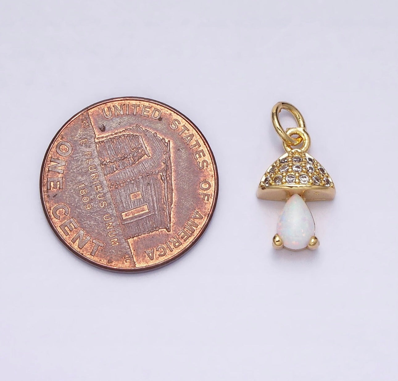 Opal CZ Mushroom Charm