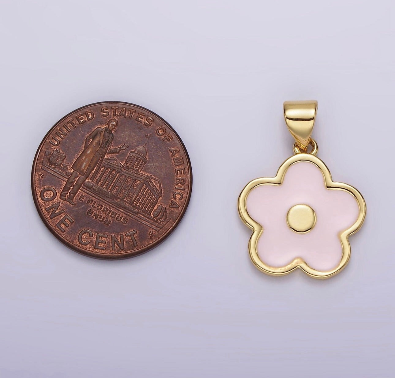 Pink Enamel Flower Charm