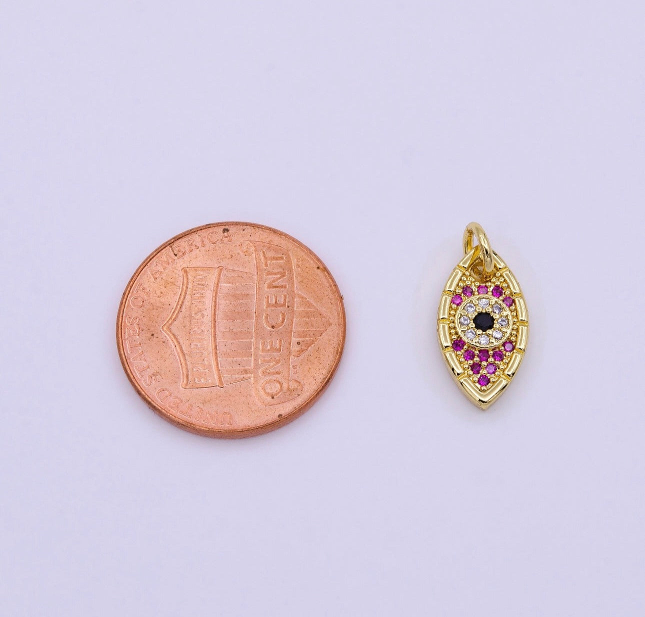 Pink CZ Evil Eye Charm